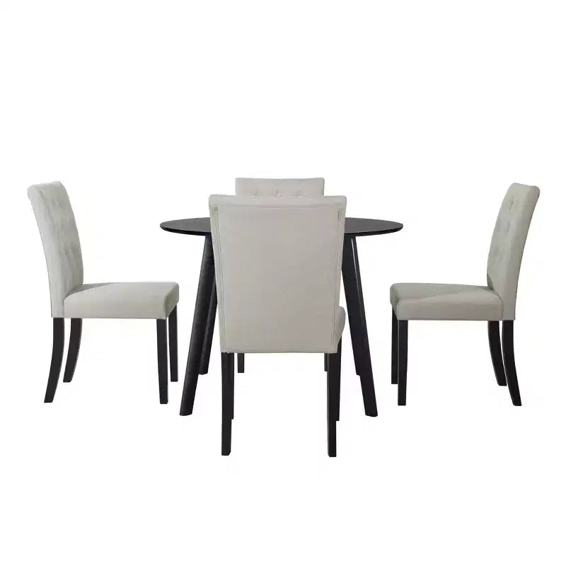 ChaletPosh Set da Pranzo 5 Pezzi con Sedie da Pranzo con Rivestimento in Lino