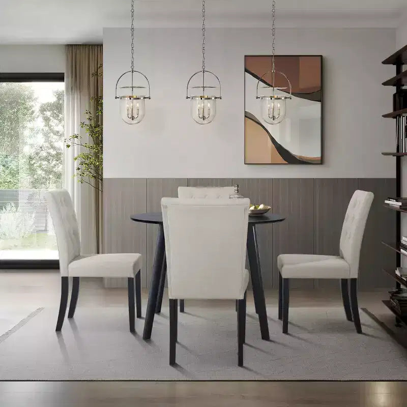 ChaletPosh 5 Pieces Dining Set with Linen Cover Dining Chair