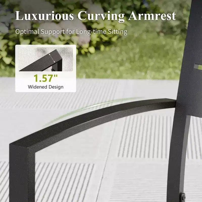 Captiva Designs Set 6 Pezzi Tavolo da Pranzo con Piano a Doghe in Acciaio & Sedie in Metallo con Schienale a Righe & Ombrellone da Giardino