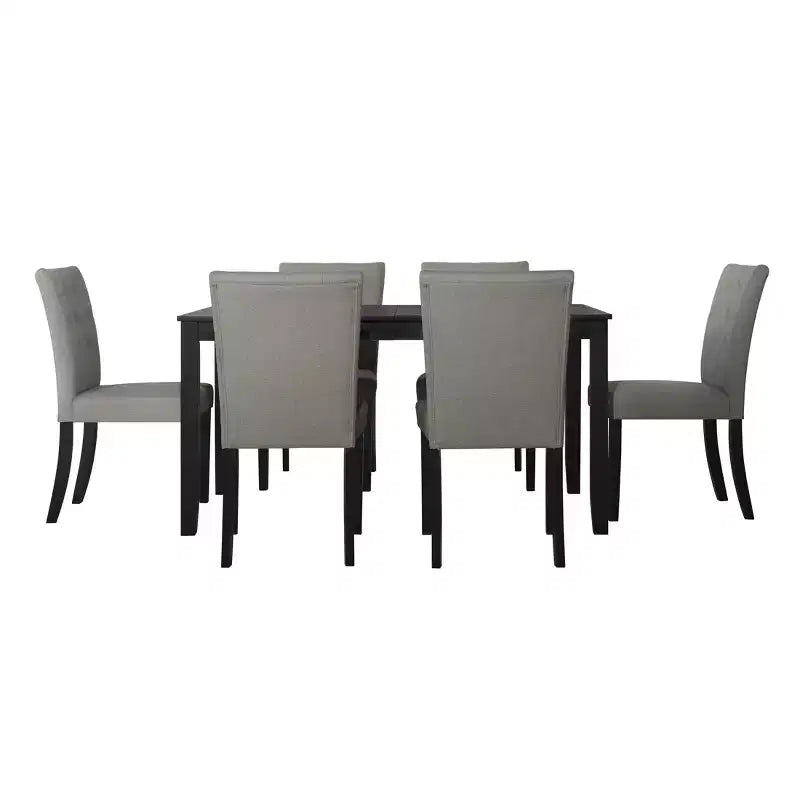 ChaletPosh Set da Pranzo 7 Pezzi con Sedie Rivestite in Lino