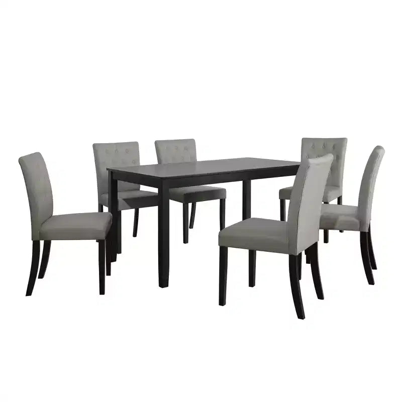 ChaletPosh Set da Pranzo 7 Pezzi con Sedie Rivestite in Lino
