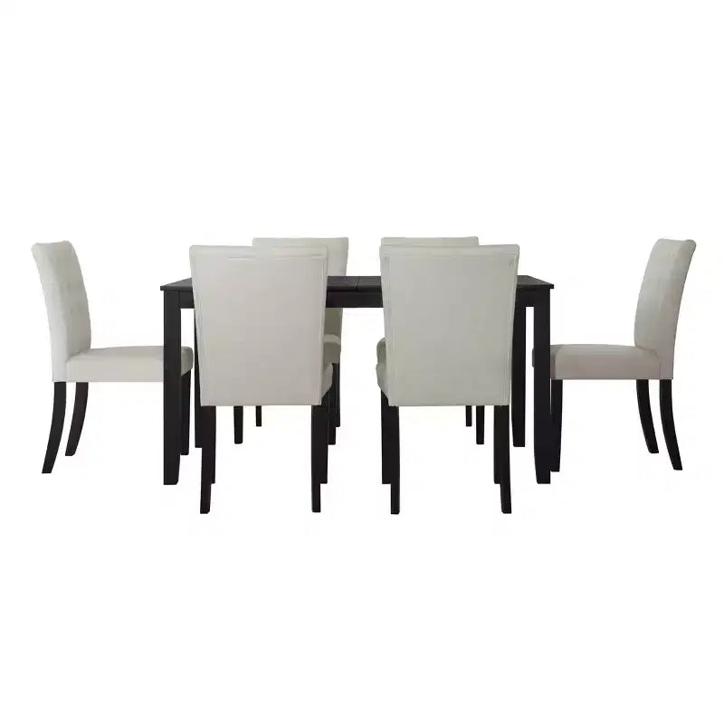ChaletPosh Set da Pranzo 7 Pezzi con Sedie Rivestite in Lino