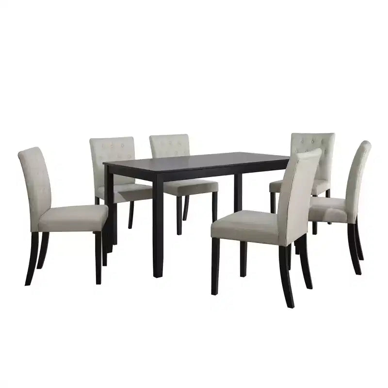 ChaletPosh Set da Pranzo 7 Pezzi con Sedie Rivestite in Lino