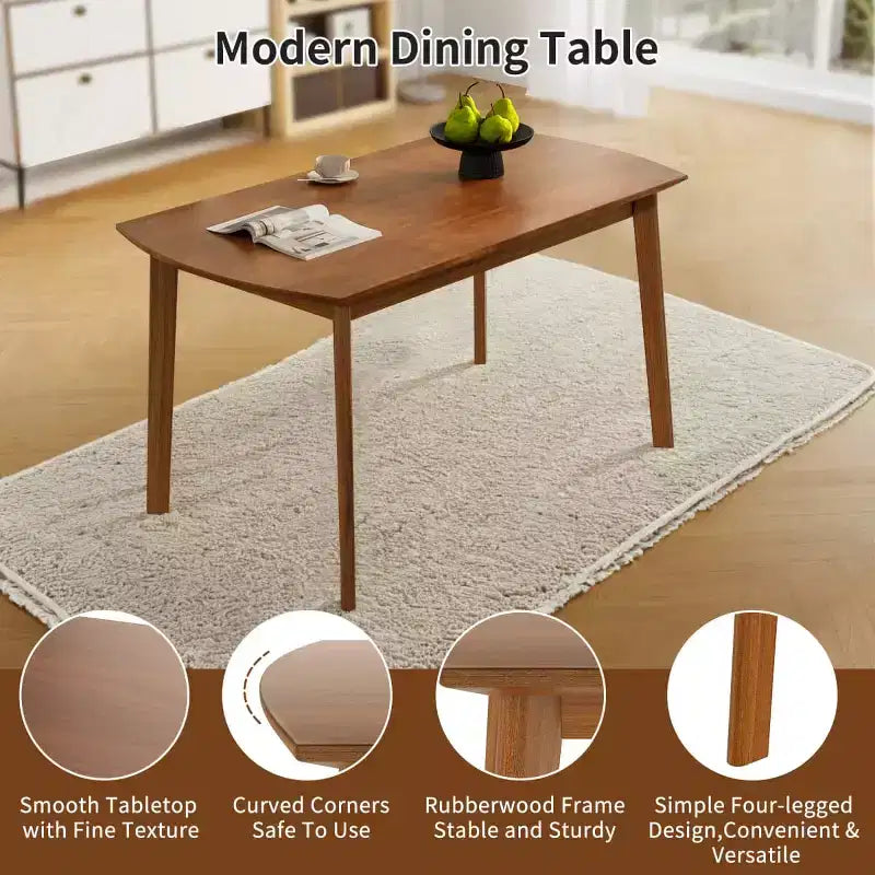 Set da pranzo moderno a 5 pezzi con telaio in legno di gomma e 4 sedie imbottite, set da pranzo salvaspazio per sala da pranzo o cucina - Panipeachy