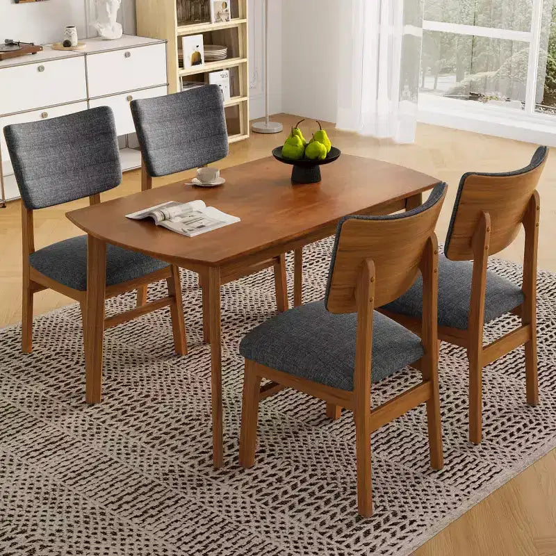 5-teiliges modernes Esszimmerset mit Gummibaumholzgestell und 4 gepolsterten Stühlen, platzsparendes Esszimmer-Set für Esszimmer oder Küche - Panipeachy