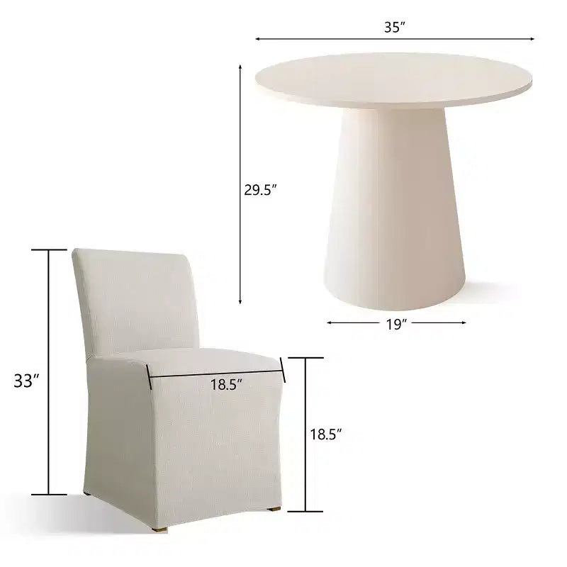 Set di 3 pezzi Tavolo da pranzo e sedie, Tavolo rotondo da 35" con sedie rivestite con fodera removibile per angolo colazione o piccoli spazi-Panipeachy