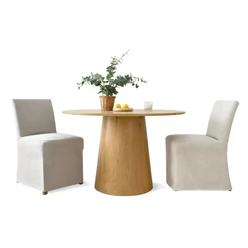 Set di 3 pezzi Tavolo da pranzo e sedie, Tavolo rotondo da 35" con sedie rivestite con fodera removibile per angolo colazione o piccoli spazi-Panipeachy