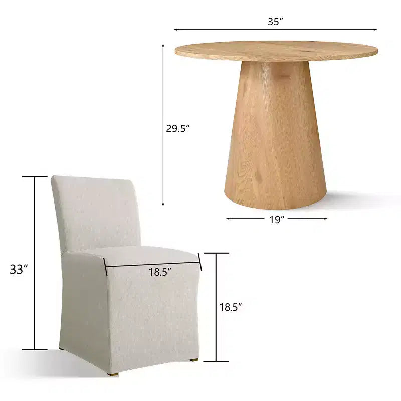 Set di 3 pezzi Tavolo da pranzo e sedie, Tavolo rotondo da 35" con sedie rivestite con fodera removibile per angolo colazione o piccoli spazi-Panipeachy