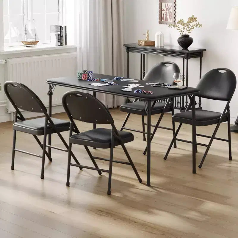 Set da 5 Pezzi Tavolo Rettangolare Pieghevole e Sedie Portatile, Antigraffio per Sala da Pranzo/Soggiorno/Campeggio (Pieghevole)
