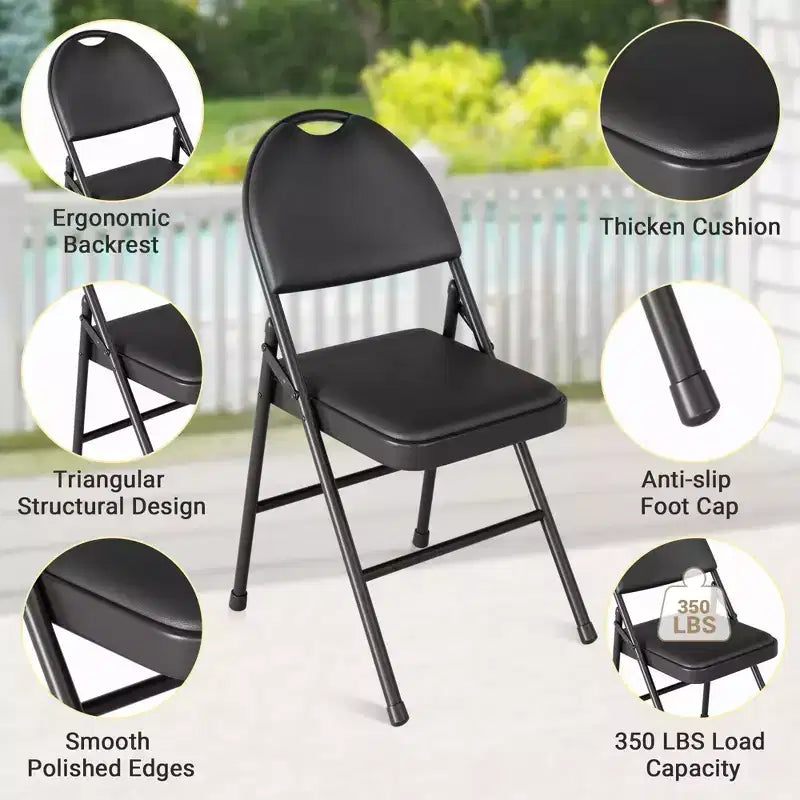 Set da 5 Pezzi Tavolo Rettangolare Pieghevole e Sedie Portatile, Antigraffio per Sala da Pranzo/Soggiorno/Campeggio (Pieghevole)