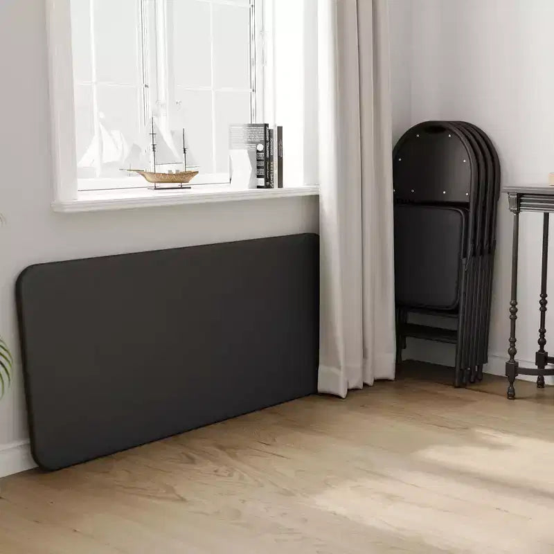 Set da 5 Pezzi Tavolo Rettangolare Pieghevole e Sedie Portatile, Antigraffio per Sala da Pranzo/Soggiorno/Campeggio (Pieghevole)