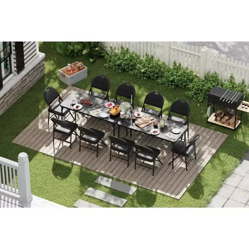 Set da 5 Pezzi Tavolo Rettangolare Pieghevole e Sedie Portatile, Antigraffio per Sala da Pranzo/Soggiorno/Campeggio (Pieghevole)