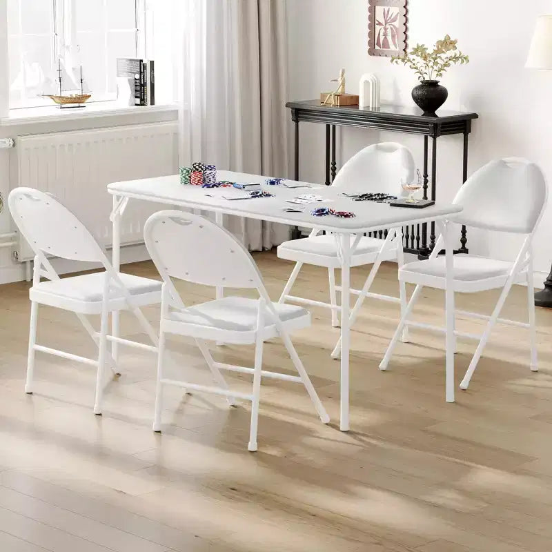 Set da 5 Pezzi Tavolo Rettangolare Pieghevole e Sedie Portatile, Antigraffio per Sala da Pranzo/Soggiorno/Campeggio (Pieghevole)
