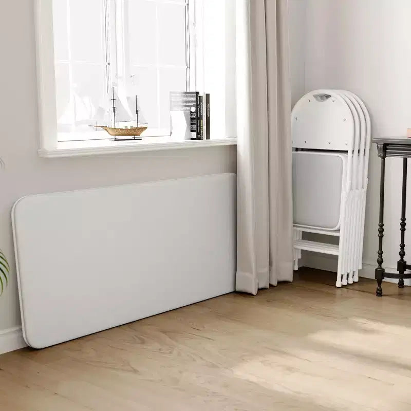 Set da 5 Pezzi Tavolo Rettangolare Pieghevole e Sedie Portatile, Antigraffio per Sala da Pranzo/Soggiorno/Campeggio (Pieghevole)