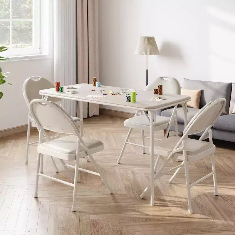 Set da 5 Pezzi Tavolo Rettangolare Pieghevole e Sedie Portatile, Antigraffio per Sala da Pranzo/Soggiorno/Campeggio (Pieghevole)