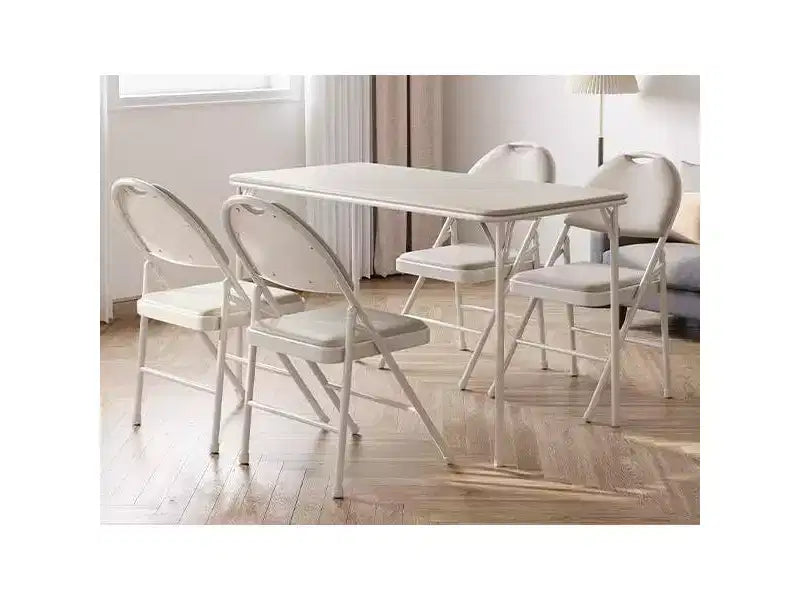 5-Piece Rectangle Folding Table & Chairs Set  Portable, Scratch-Resistant for Dining/Living Room/Camping (Foldable)