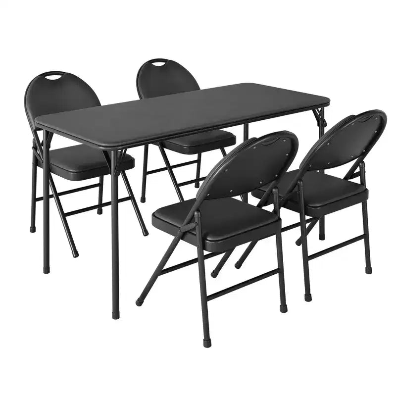 5-teiliges rechteckiges Klapptisch- und Stuhlset, tragbar, kratzfest, für Esszimmer/Wohnzimmer/Camping (zusammenklappbar)