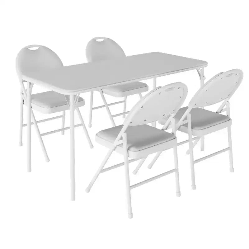 5-teiliges rechteckiges Klapptisch- und Stuhlset, tragbar, kratzfest, für Esszimmer/Wohnzimmer/Camping (zusammenklappbar)