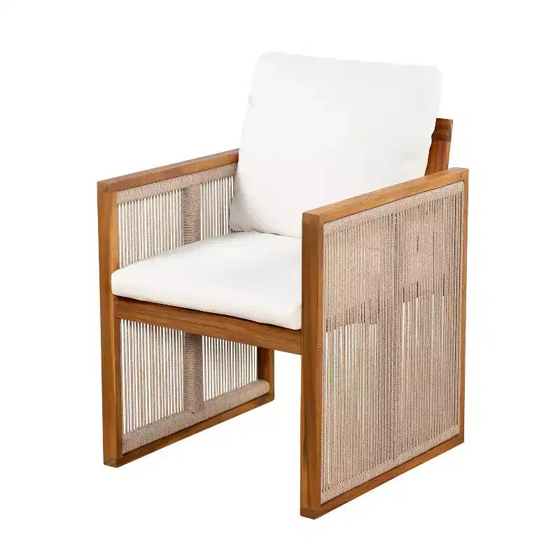 Christopher Knight Home Reina Set da Pranzo Moderno a 5 Pezzi per Esterni in Legno di Acacia con Corde Intrecciate a Mano