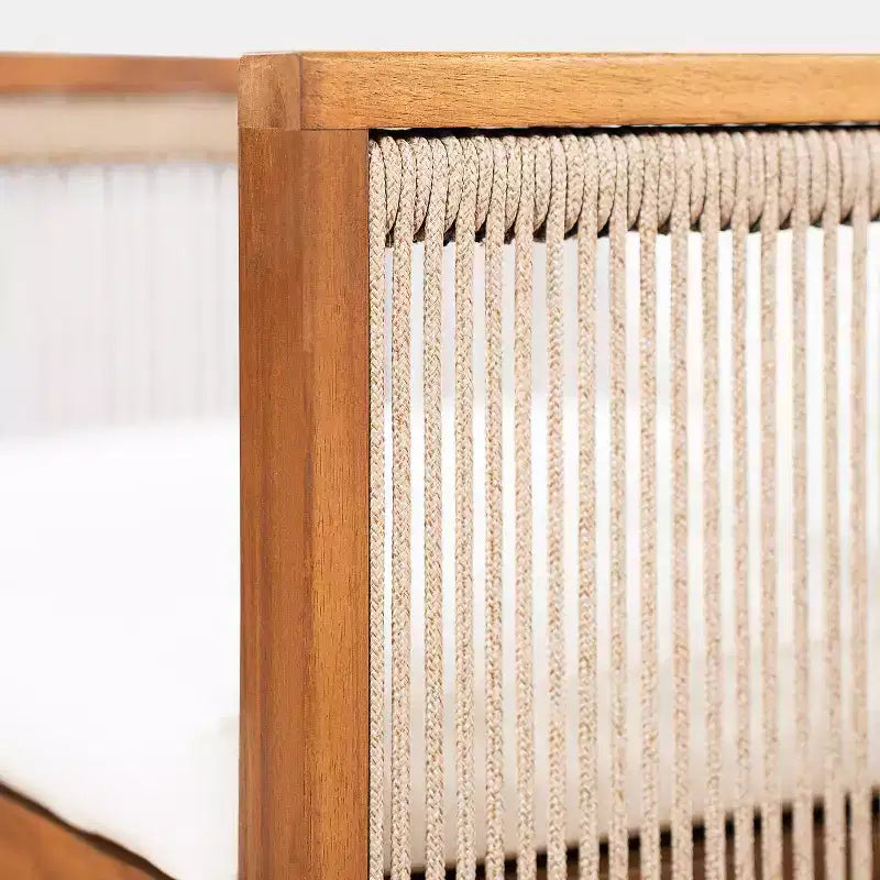 Christopher Knight Home Reina Set da Pranzo Moderno a 5 Pezzi per Esterni in Legno di Acacia con Corde Intrecciate a Mano