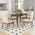 5-Piece Modern Dining Set for 4, Solid Wood Frame Kitchen Table Set with 4 Upholstered Dining Chairs for Dining Room or Kitchen-Panipeachy