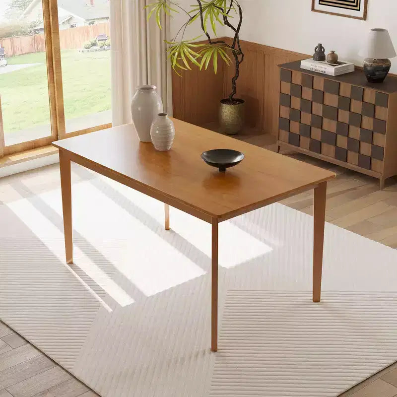 MAYEERTY Set Tavolo da Pranzo e Sedie a 5 Pezzi in Legno Massello, Tavolo Rettangolare Colore Legno Originale con 4 Sedie con Schienale