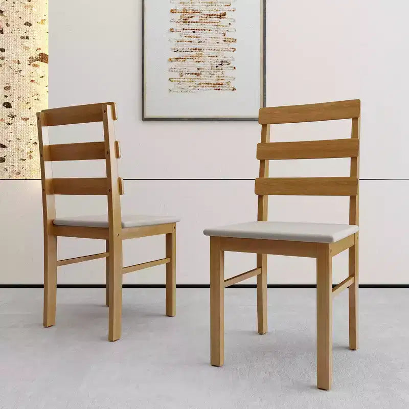MAYEERTY Set Tavolo da Pranzo e Sedie a 5 Pezzi in Legno Massello, Tavolo Rettangolare Colore Legno Originale con 4 Sedie con Schienale