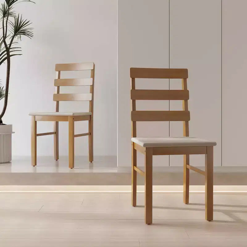 MAYEERTY Set Tavolo da Pranzo e Sedie a 5 Pezzi in Legno Massello, Tavolo Rettangolare Colore Legno Originale con 4 Sedie con Schienale