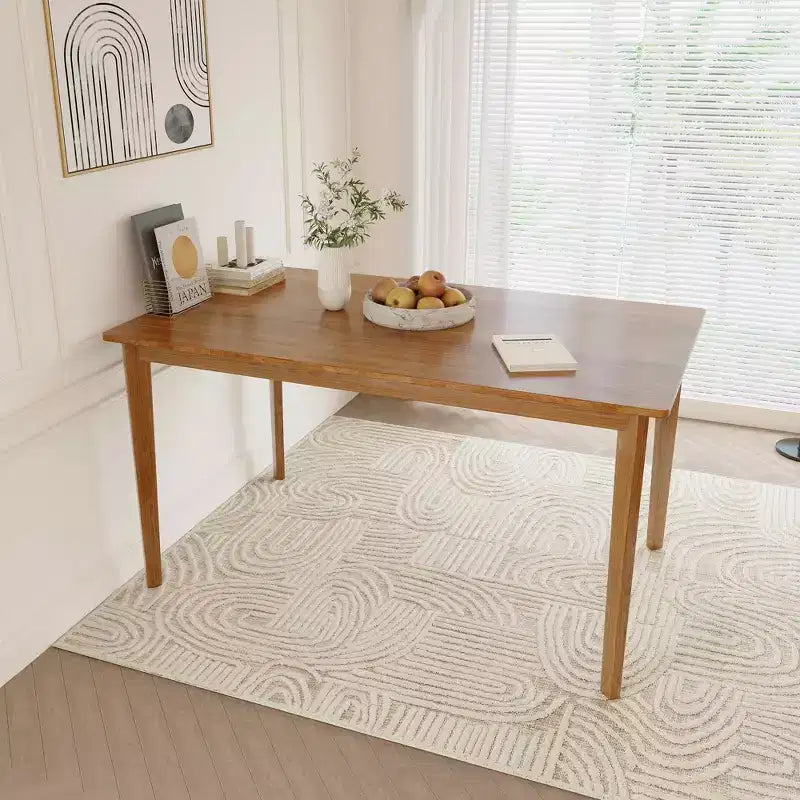 MAYEERTY Set Tavolo da Pranzo e Sedie a 5 Pezzi in Legno Massello, Tavolo Rettangolare Colore Legno Originale con 4 Sedie con Schienale