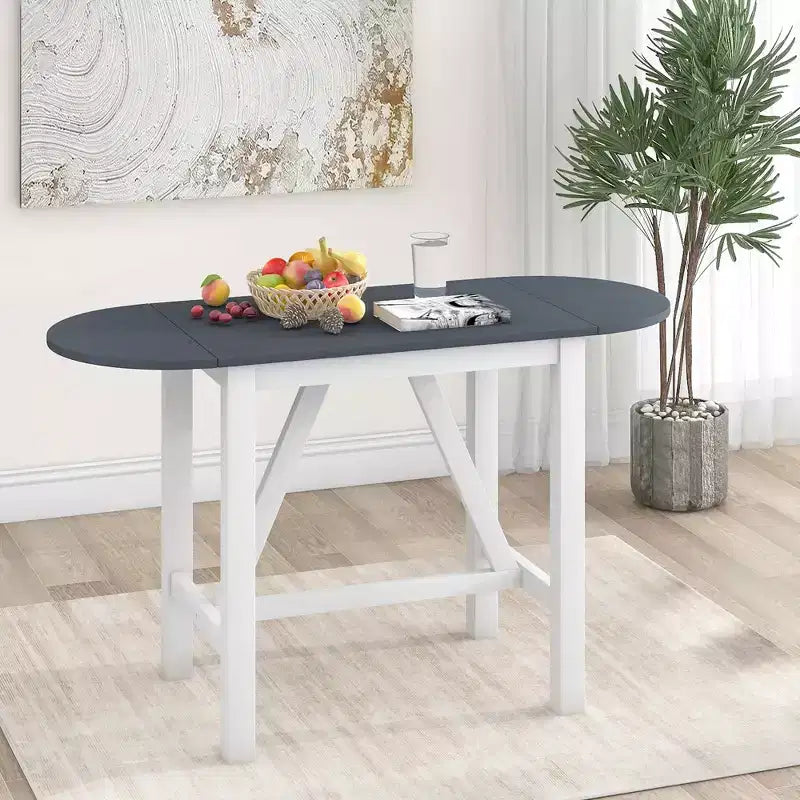 MAYEERTY Set Tavolo da Pranzo a Goccia a 3 Pezzi in Legno con Altezza Contatore, 2 Sedie Imbottite Set Tavolo per Spazi Piccoli, Bianco + Grigio
