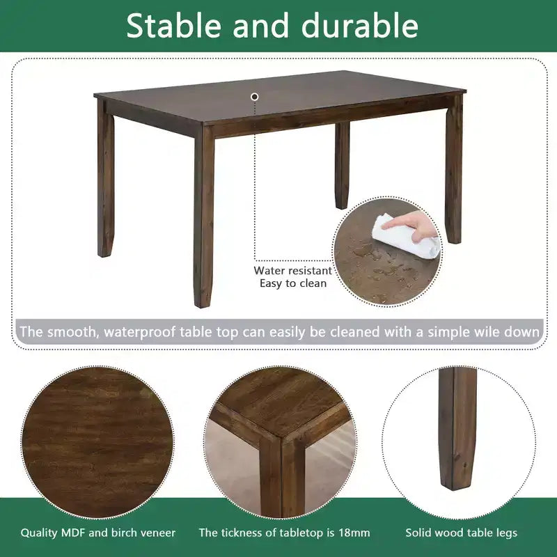 MAYEERTY Set da Pranzo 6 Pezzi per 6 Persone, Tavolo Rettangolare in Legno + 4 Sedie Imbottite e Panca, Grigio