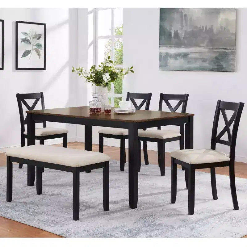 MAYEERTY Set da Pranzo Moderno 5 Pezzi, Tavolo in Legno con 4 Sedie, Grigio e Bianco Bicolore