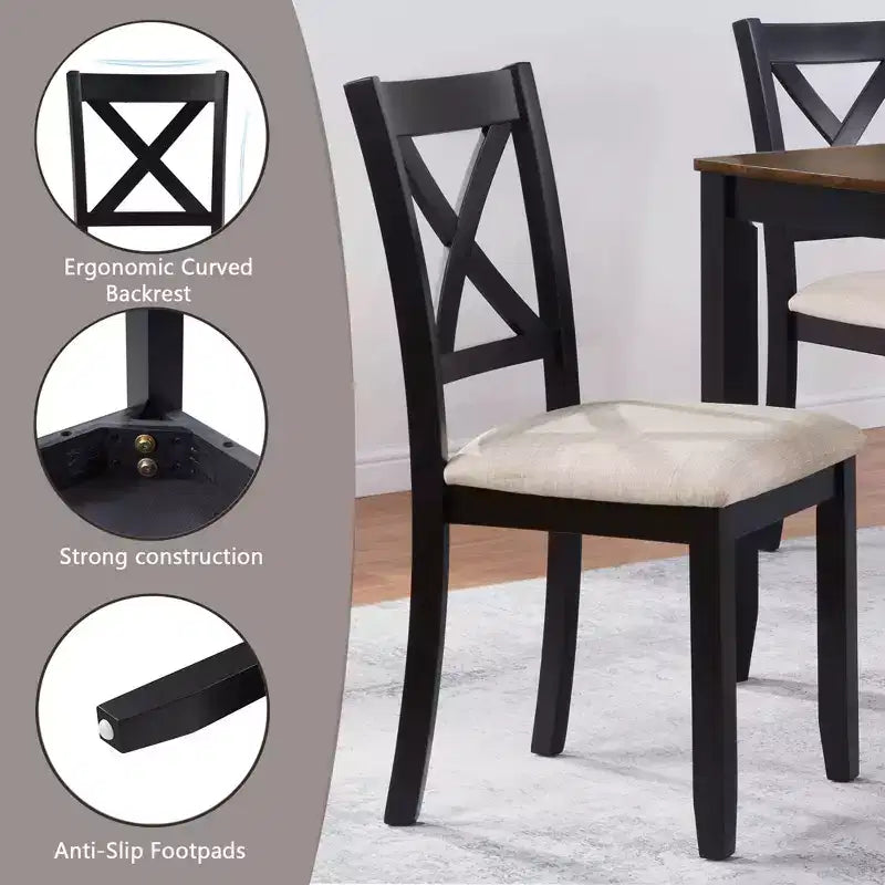 MAYEERTY Set da Pranzo Moderno 5 Pezzi, Tavolo in Legno con 4 Sedie, Grigio e Bianco Bicolore