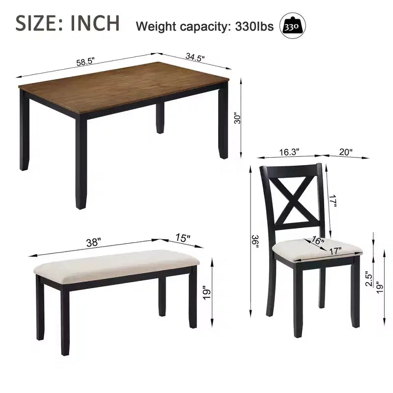 MAYEERTY Set da Pranzo Moderno 5 Pezzi, Tavolo in Legno con 4 Sedie, Grigio e Bianco Bicolore