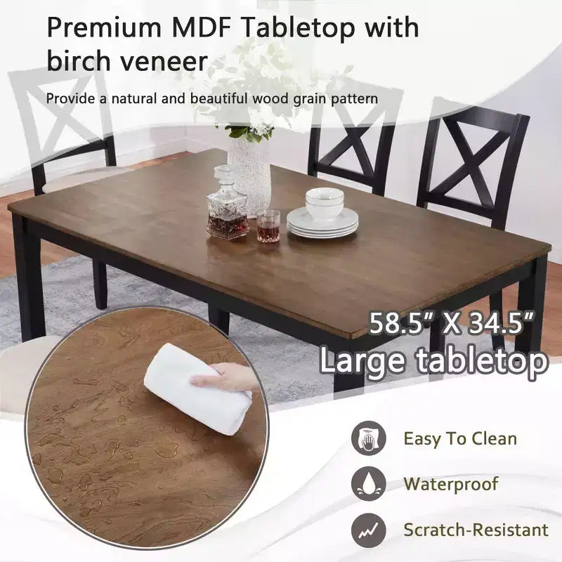 MAYEERTY Set da Pranzo Moderno 5 Pezzi, Tavolo in Legno con 4 Sedie, Grigio e Bianco Bicolore