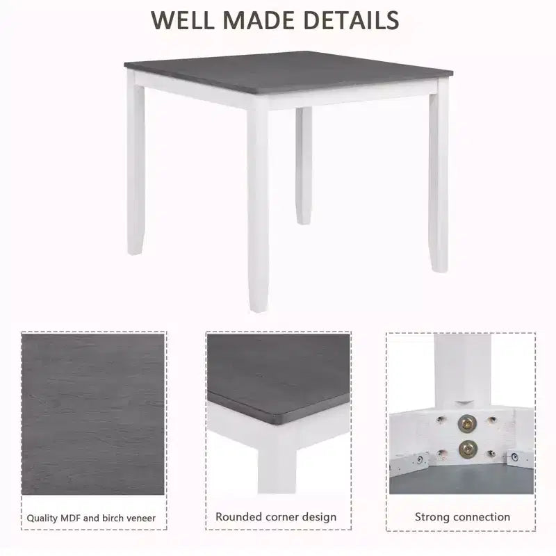 MAYEERTY Set da Pranzo Moderno 5 Pezzi, Tavolo in Legno con 4 Sedie, Grigio e Bianco Bicolore