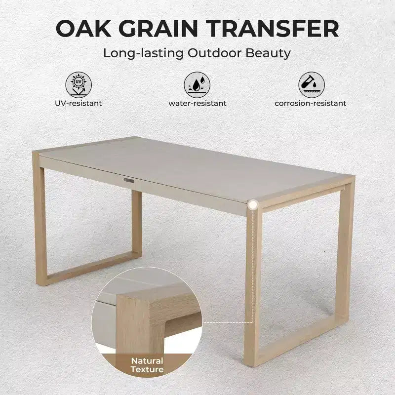 GRANDPATIO Set da Pranzo per Esterni da 3 Pezzi - 2 Posti con Finitura Effetto Legno per Patio