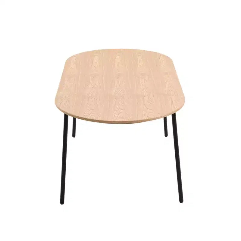 LeisureMod Tule Set da pranzo 7 pezzi con telaio in acciaio, 6 sedie da pranzo imbottite e tavolo da pranzo ovale da 71 pollici con piano in legno