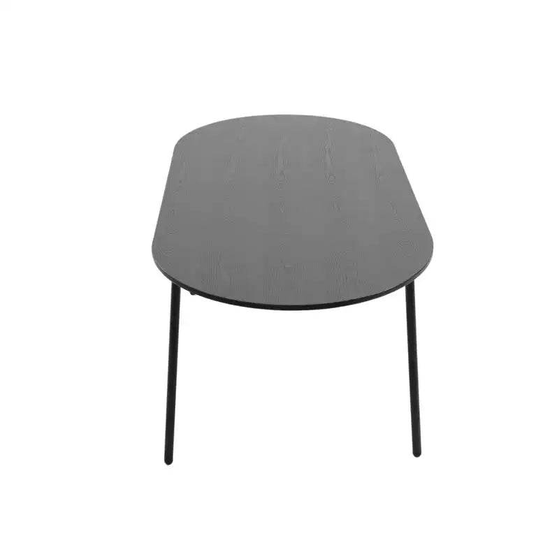 LeisureMod Tule Set da pranzo 7 pezzi con telaio in acciaio, 6 sedie da pranzo imbottite e tavolo da pranzo ovale da 71 pollici con piano in legno