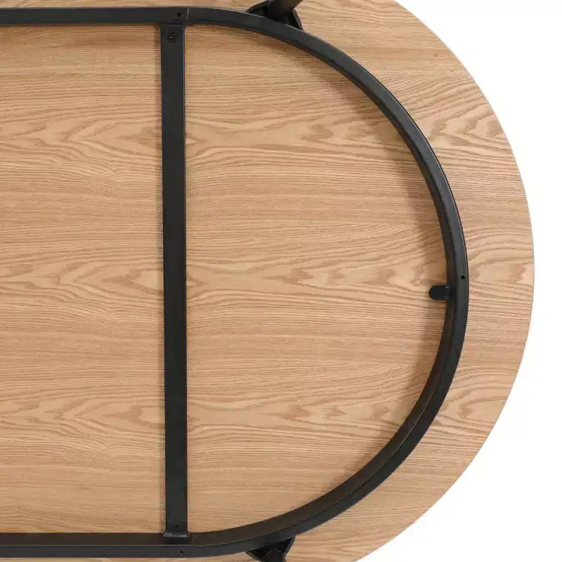 LeisureMod Tule Set da pranzo 7 pezzi con telaio in acciaio, 6 sedie da pranzo imbottite e tavolo da pranzo ovale da 71 pollici con piano in legno