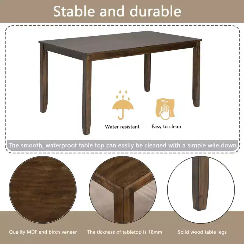 sumyeg Set da 6 Pezzi da Pranzo in Legno con Tavolo, 4 Sedie Imbottite e Panchina
