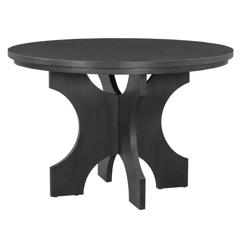 GDFStudio Agnes Set da Pranzo Rustico Rotondo da 5 Pezzi con Sedie Imbottite e Panca Curva