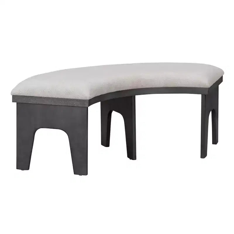 GDFStudio Agnes Set da Pranzo Rustico Rotondo da 5 Pezzi con Sedie Imbottite e Panca Curva
