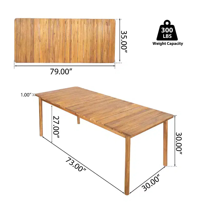 Christopher Knight Home Eleni Set da Pranzo Rustico da Esterno 9 Pezzi in Legno di Acacia con Tavolo a Doghe e Cuscini