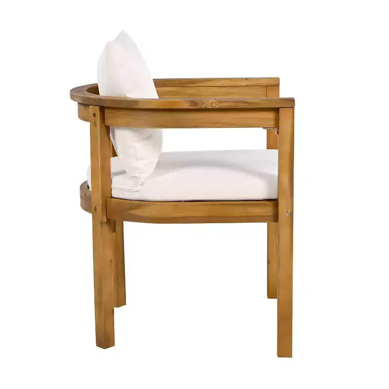 Christopher Knight Home Bora Set da Pranzo da Giardino Moderno 3 Pezzi con Tavolino in Cemento Leggero e 2 Sedie con Braccioli in Corda di Acacia