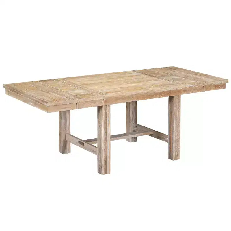 Set da pranzo allungabile in stile rustico per 6 persone, tavolo rettangolare in legno massello con prolunga rimovibile, 4 sedie imbottite e panca