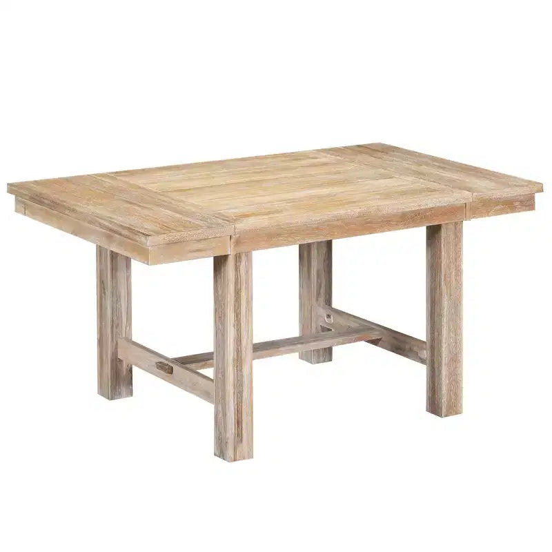 Set da pranzo allungabile in stile rustico per 6 persone, tavolo rettangolare in legno massello con prolunga rimovibile, 4 sedie imbottite e panca