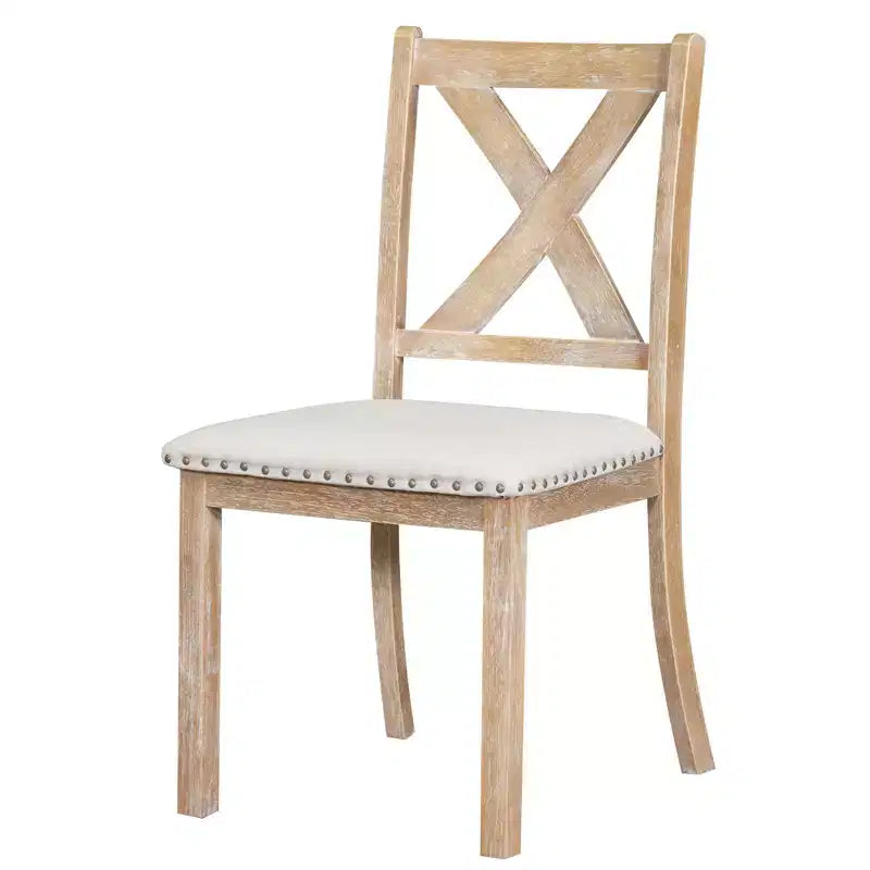Set da pranzo allungabile in stile rustico per 6 persone, tavolo rettangolare in legno massello con prolunga rimovibile, 4 sedie imbottite e panca