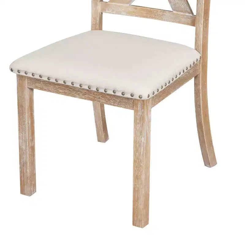 Set da pranzo allungabile in stile rustico per 6 persone, tavolo rettangolare in legno massello con prolunga rimovibile, 4 sedie imbottite e panca