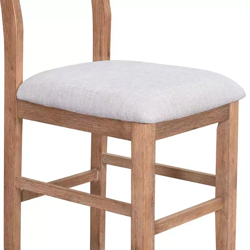 Set da Pranzo a Altezza Bancone da 5 Pezzi per 4 Persone, Set Tavolo da Bar in Legno Stile Rustico con 4 Sedie Imbottite per Spazi Ristretti